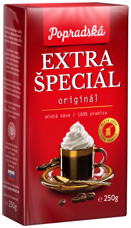 Popradská káva mletá vákuová Extra špeciál 250 g. / 1ks